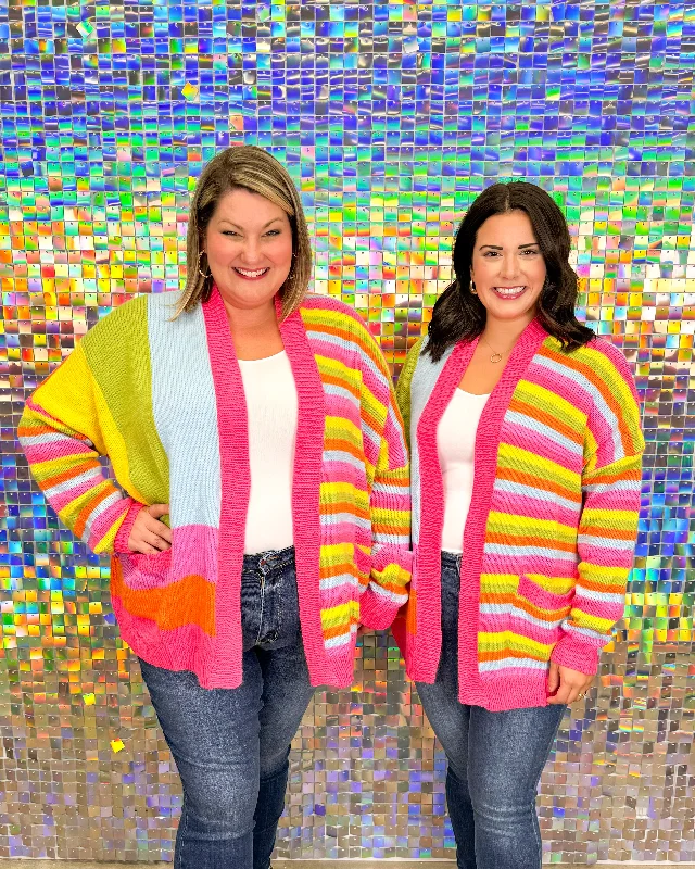 Rainbow Bright Cardigan - Multi Stripe Faux Fur Fabric Real Fur Fabric Shearling Fabric Rainbow Bright Cardigan - Multi Stripe Faux Fur Fabric Real Fur Fabric Shearling Fabric