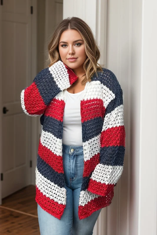 Proud To Be Me - Cardigan Ribbed Striped Patterned
