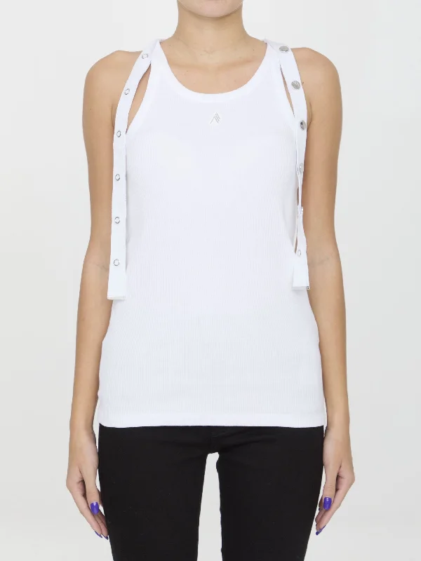Snap-button Tank Top teal tank top