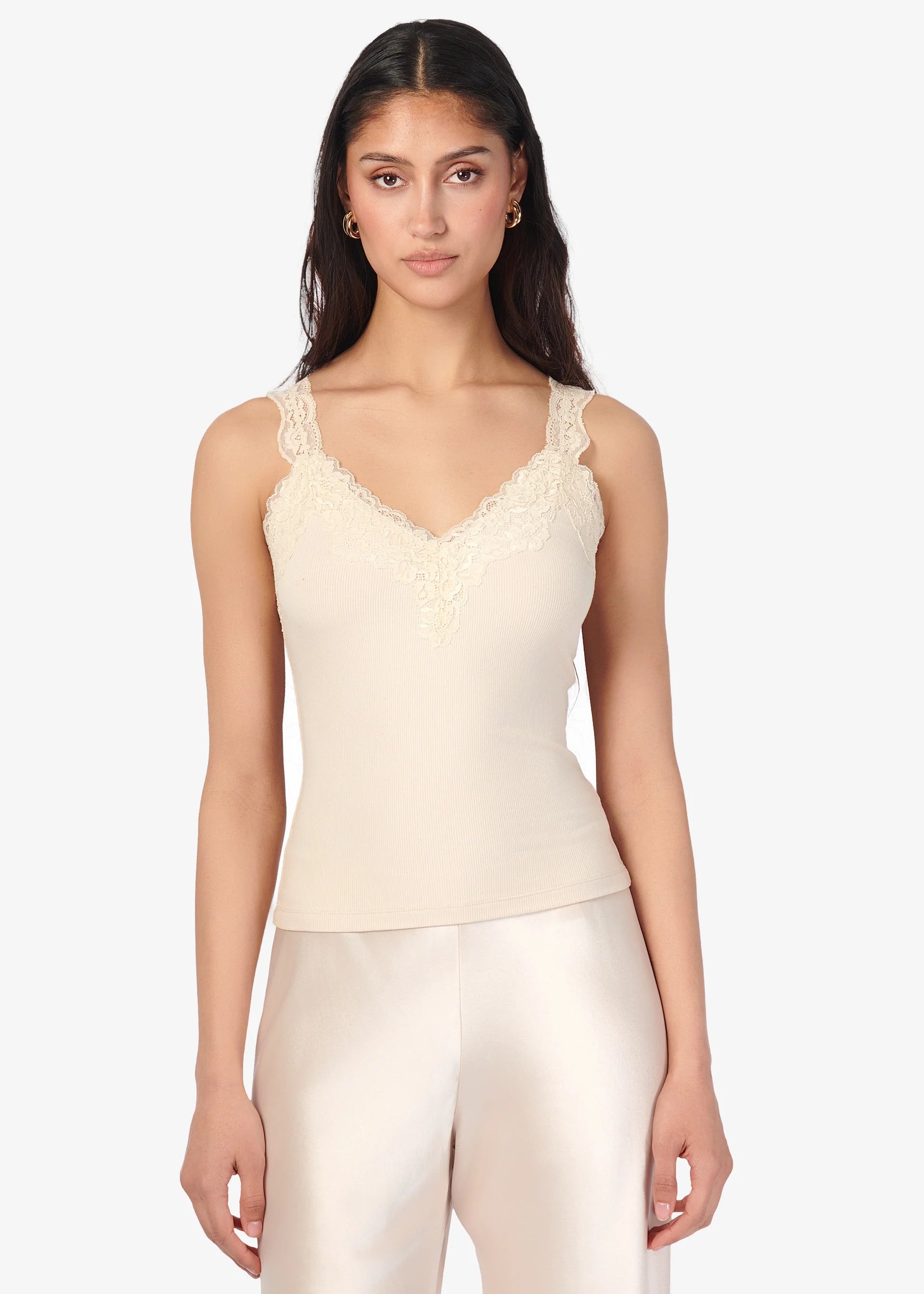Lani Rib Knit Tank Bone - CAMI NYC charcoal tank top