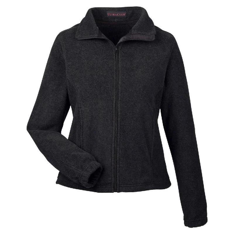 UltraClub Women's Black Iceberg Fleece Full-Zip Jacket Oversized Jacket Tailored Jacket Straight Jacket UltraClub Women's Black Iceberg Fleece Full-Zip Jacket Oversized Jacket Tailored Jacket Straight Jacket