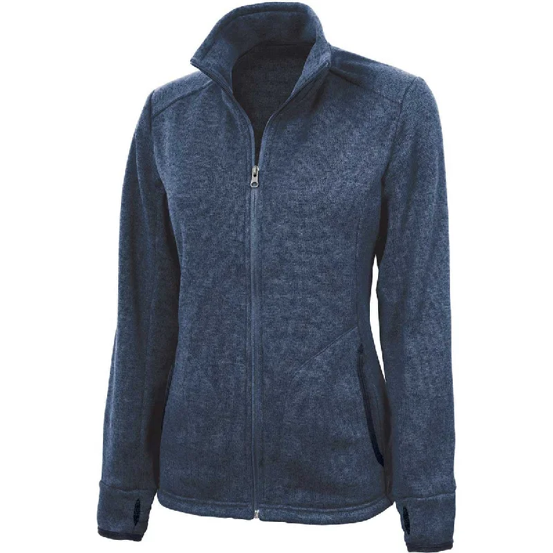 Charles River Women's Blue Heather Heathered Fleece Jacket Zip Front Button Front Snap Front Charles River Women's Blue Heather Heathered Fleece Jacket Zip Front Button Front Snap Front