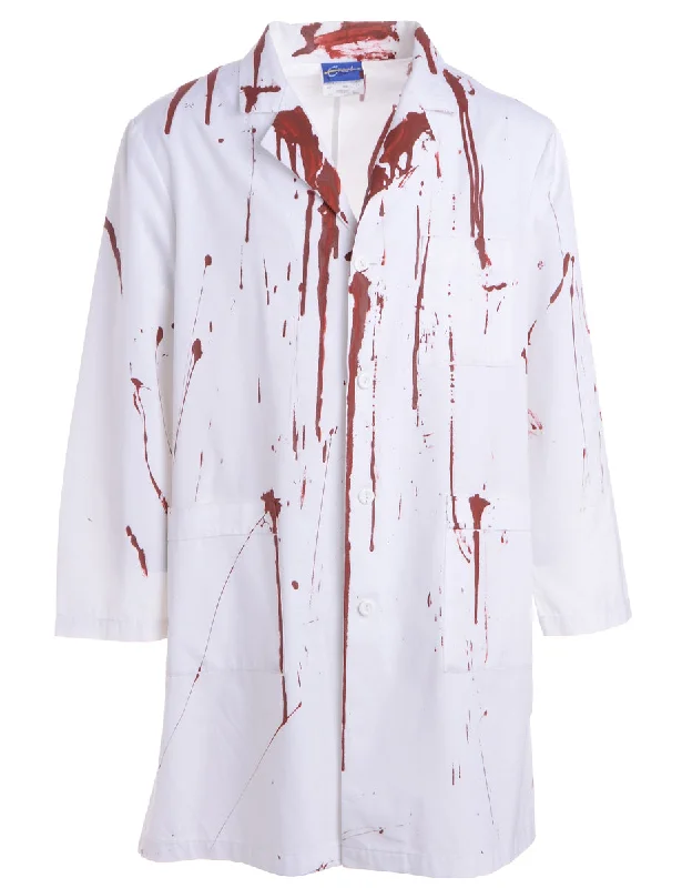 Reclaimed Bloody Halloween Doctors Coat Front Pockets Side Pockets Patch Pockets