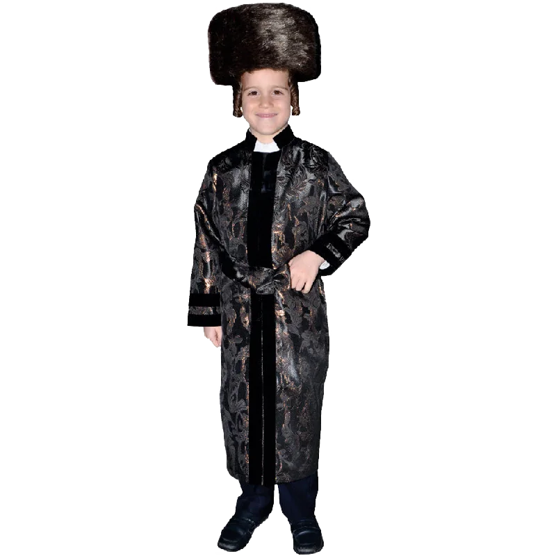 Black Rabbi Coat - Kids Wool Cashmere Tweed