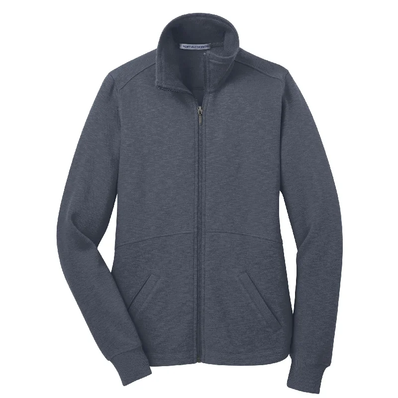 Port Authority Women's Slate Grey Full Zip Slub Fleece Jacket Anorak Shell Jacket Lightweight Jacket Port Authority Women's Slate Grey Full Zip Slub Fleece Jacket Anorak Shell Jacket Lightweight Jacket