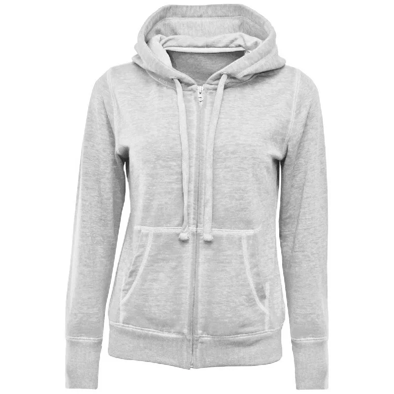 BAW Women's Vintage Grey Burn-Out Full Zip Jacket Zip Front Button Front Snap Front