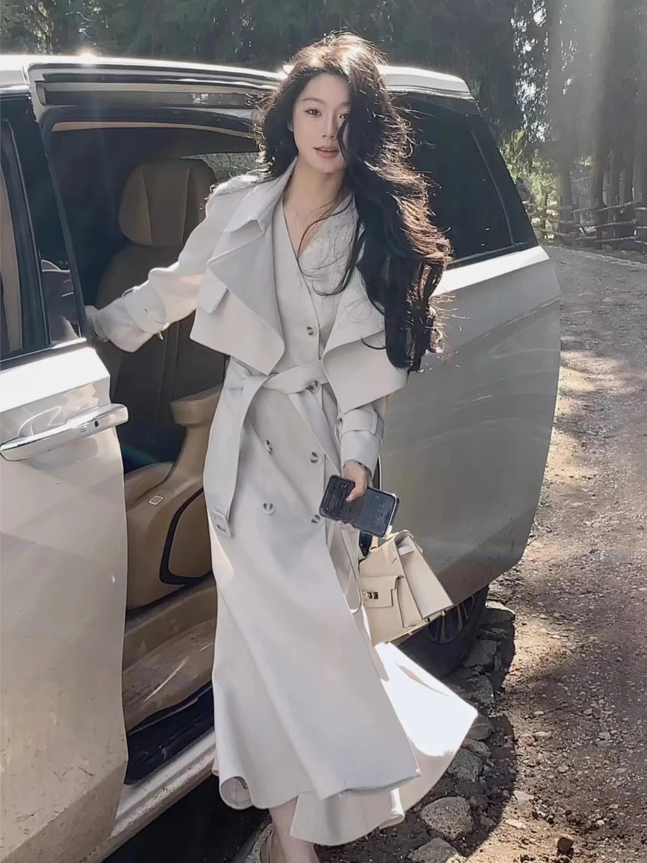 Getadme-Korean Fashion Lapel Short Trench Coat 2 Piece Set British Style Double Breasted Mermaid Dress Outfits Women Autumn New Clothes Trim Padded Insulated Getadme-Korean Fashion Lapel Short Trench Coat 2 Piece Set British Style Double Breasted Mermaid Dress Outfits Women Autumn New Clothes Trim Padded Insulated