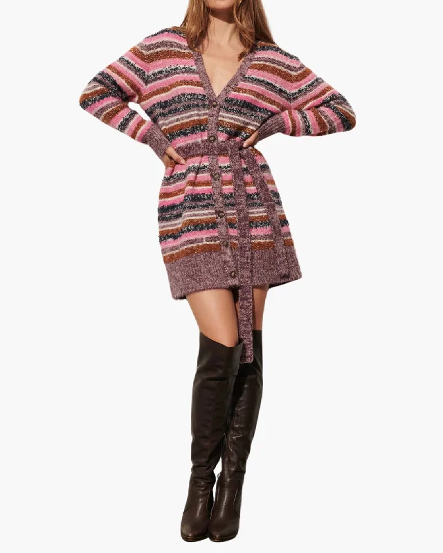 ERICA CARDIGAN SWEATER IN BERRY BLUE Fitted Slim Tailored