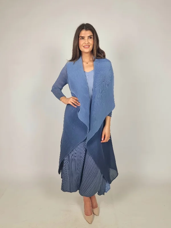 Alquema Long Estrella Dress And Collare Coat - Sky Indigo Asymmetrical Collar Hooded Zippered Alquema Long Estrella Dress And Collare Coat - Sky Indigo Asymmetrical Collar Hooded Zippered