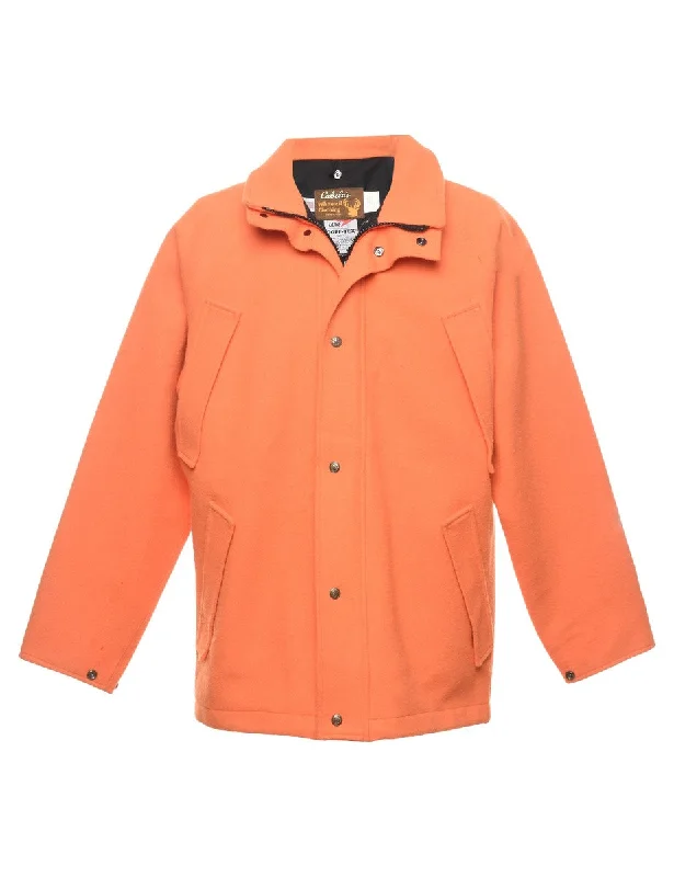 Orange Wool Coat - L Peter Pan Collar Cowl Neck Turtleneck