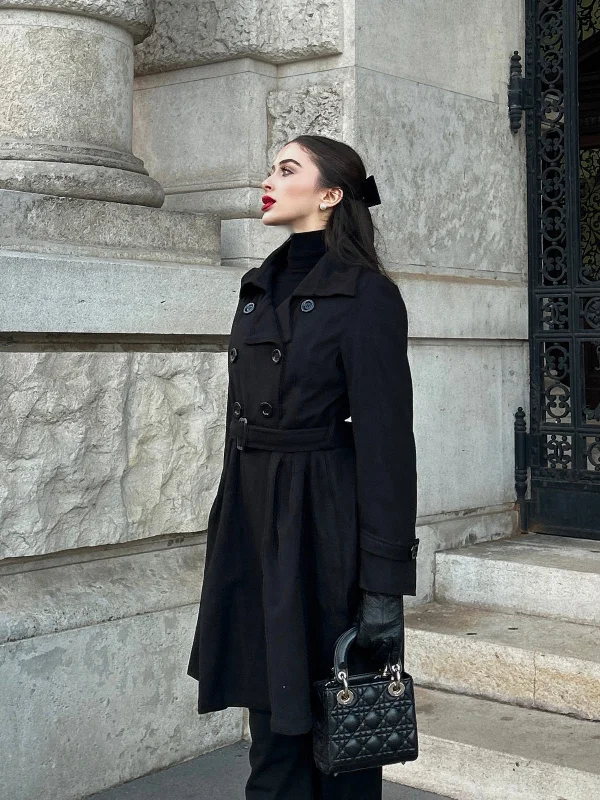 1950s Solid Color Lapel Slim Coat Nylon Polyester Spandex