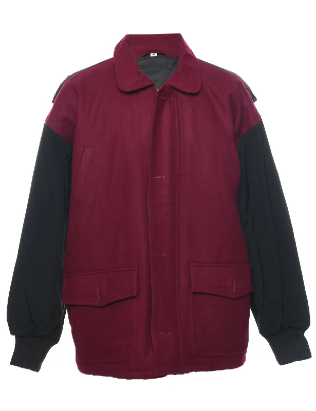 Plum & Black Coat - XL Pockets Sleeves Lining