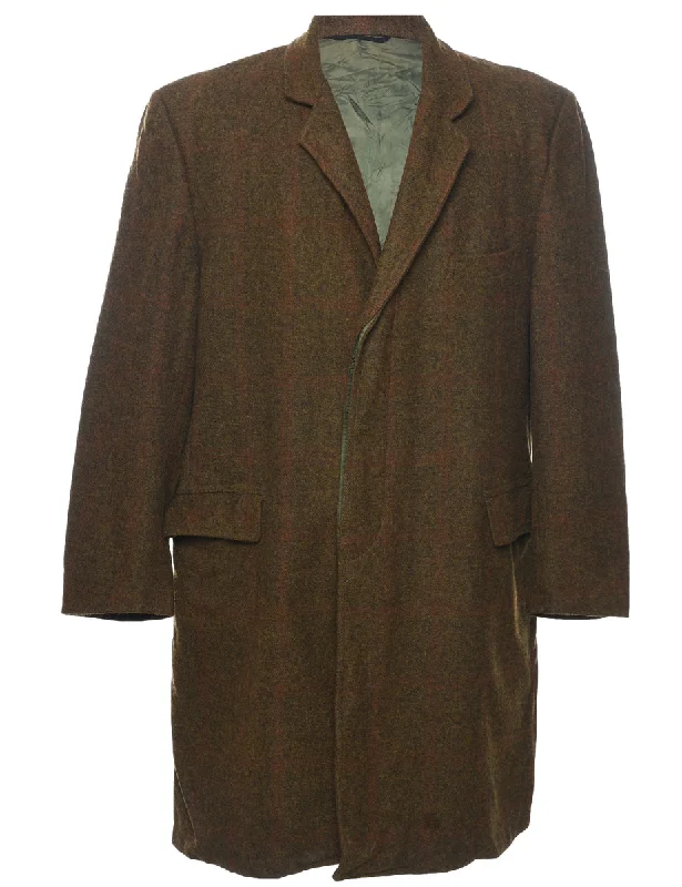 Olive Green Wool Coat - XL Off-the-Shoulder Jacket Double-Breasted Coat Single-Breasted Coat