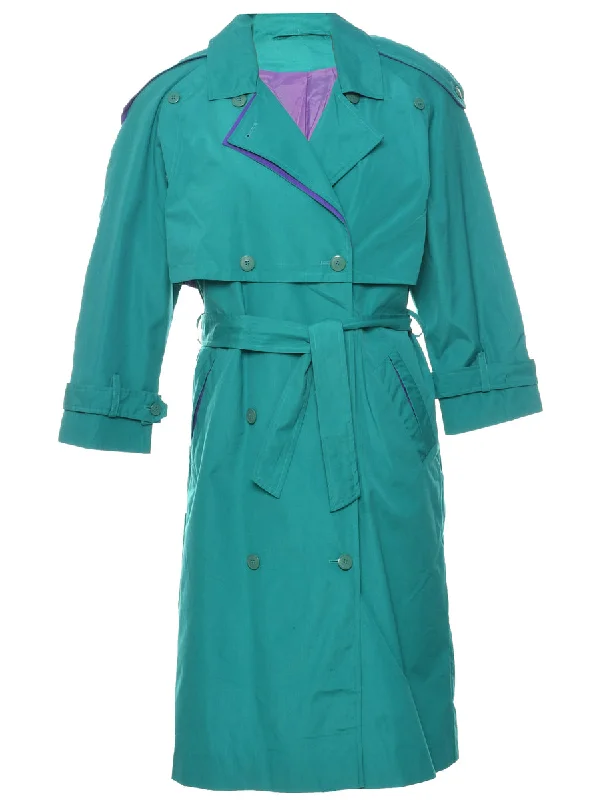Turquoise Trench Coat - L Turtleneck Jacket Crew Neck Jacket V-Neck Jacket
