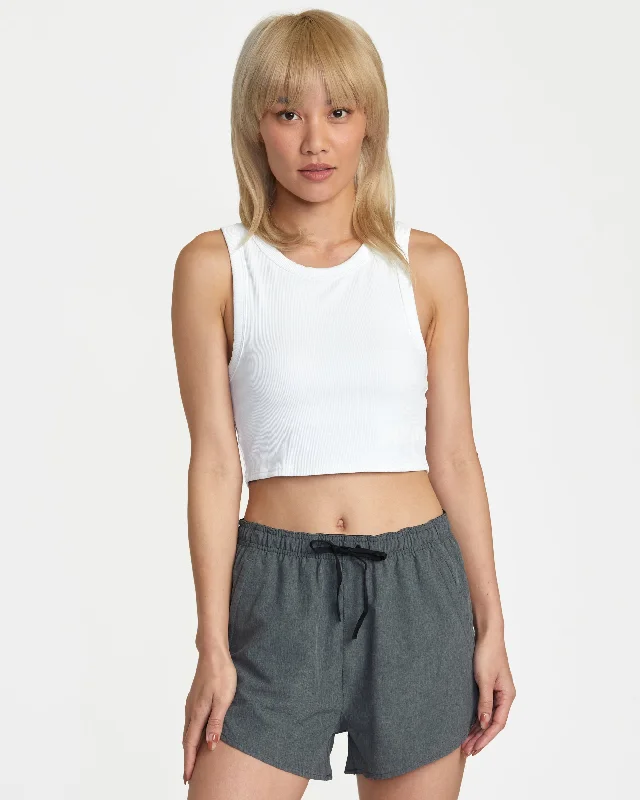 VA Cut Out Cropped Tank Top - Whisper White gold tank top