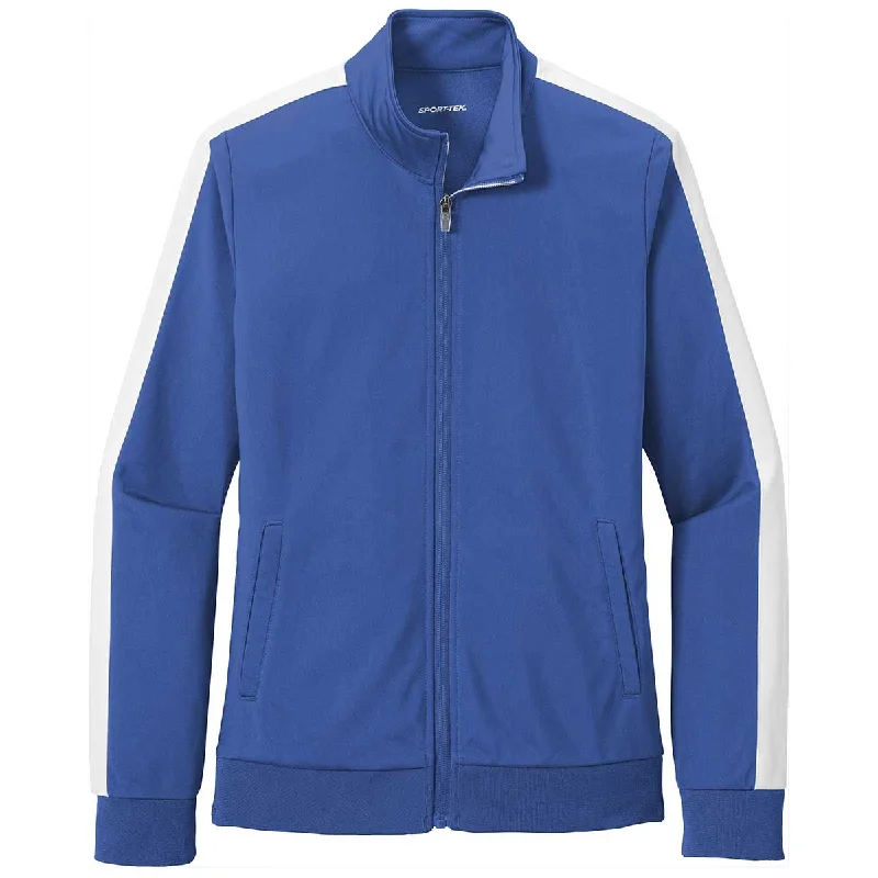 Sport-Tek Women's True Royal/White Tricot Track Jacket Knit Jacket Woven Jacket Fleece Jacket Sport-Tek Women's True Royal/White Tricot Track Jacket Knit Jacket Woven Jacket Fleece Jacket