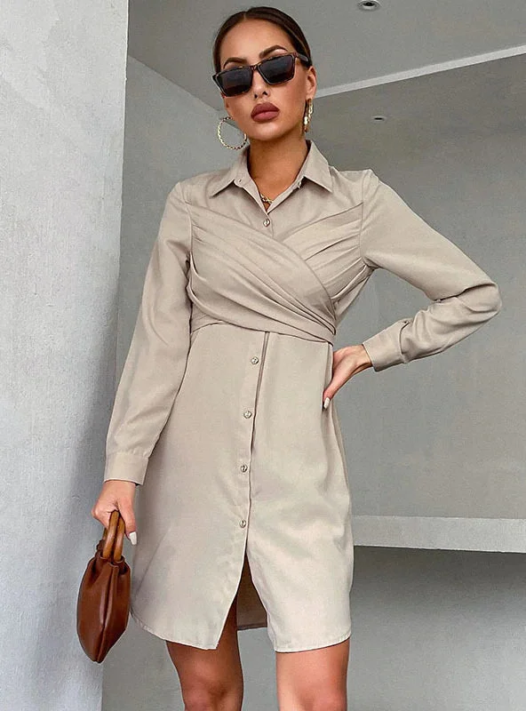 Long-Sleeved Cardigan Dress with Long Lapel Embroidered Appliqued Beaded