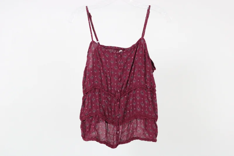 Mudd Burgundy Floral Tank | M neon tank top
