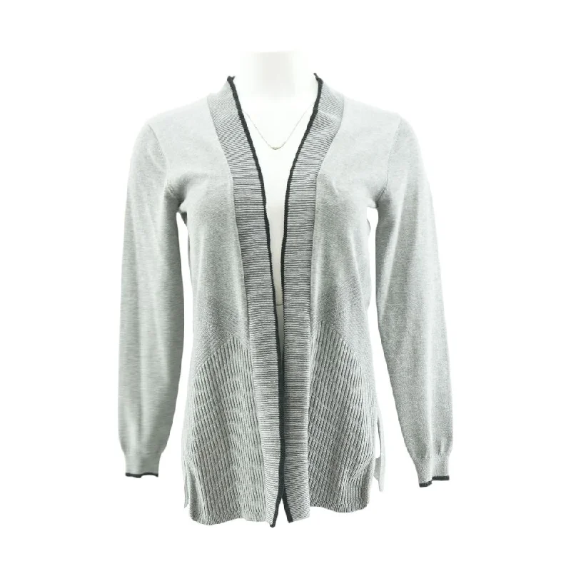 Gray Solid Cardigan Sweater Open Front Closed Front Wrap Front