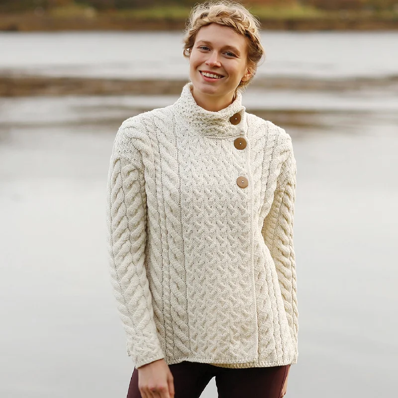 Supersoft Crossover Button Cardigan, Natural Faux Fur Fabric Real Fur Fabric Shearling Fabric