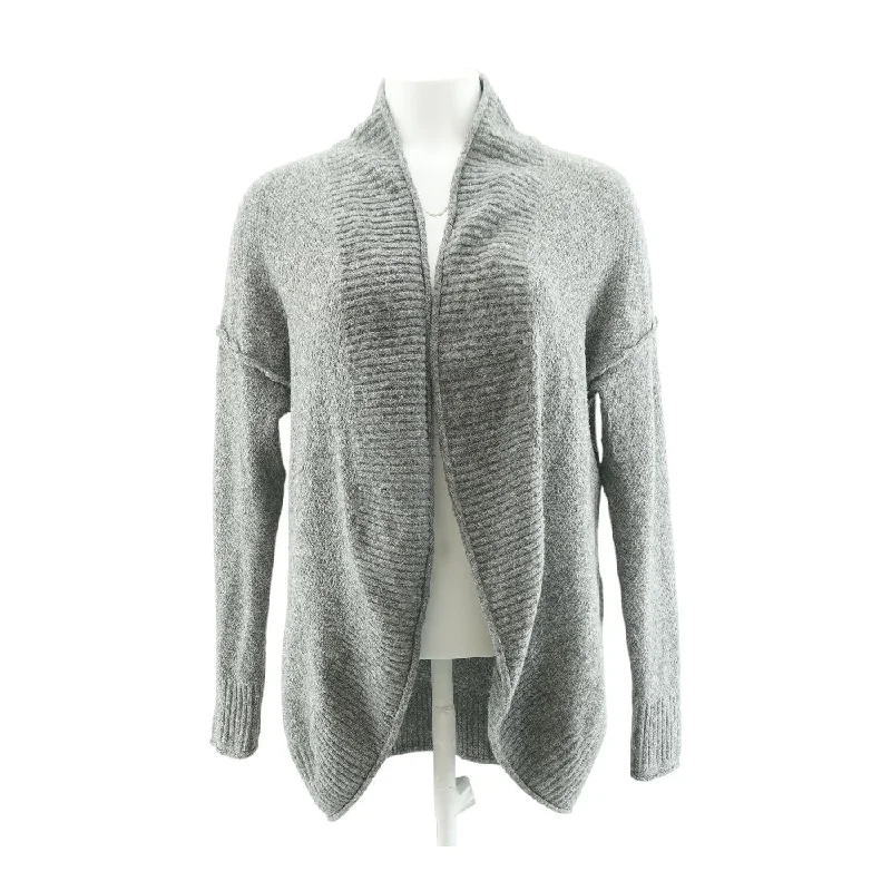 Gray Solid Cardigan Sweater Nylon Fabric Polyester Fabric Spandex Fabric