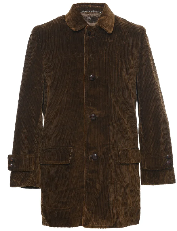 London Fog Corduroy Coat - L Hook-and-Loop Buckled Tied