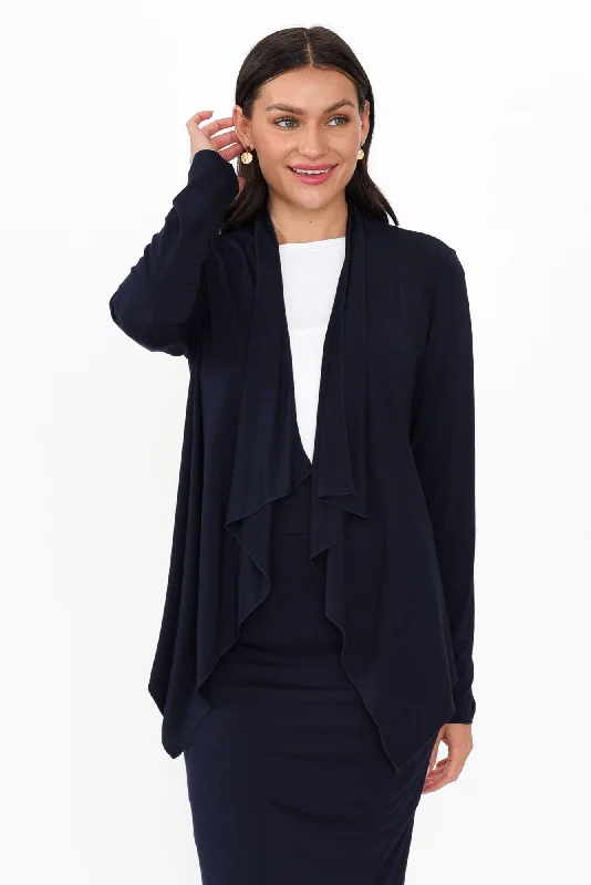 Joni Navy Bamboo Cardigan Oversized Loose Flowy