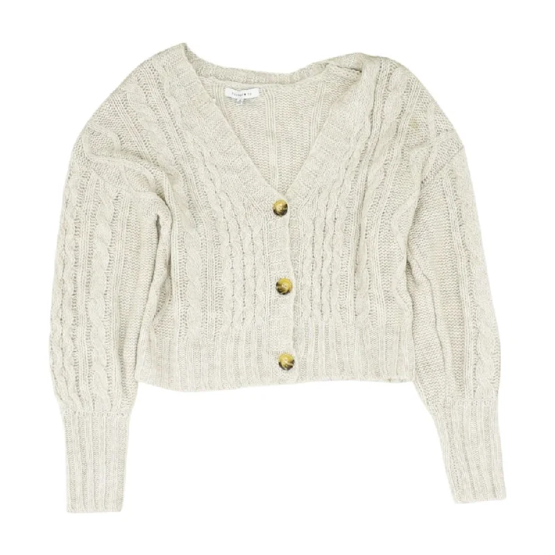 Beige Solid Cardigan Sweater Boat Neck Shawl Collar Notched Collar