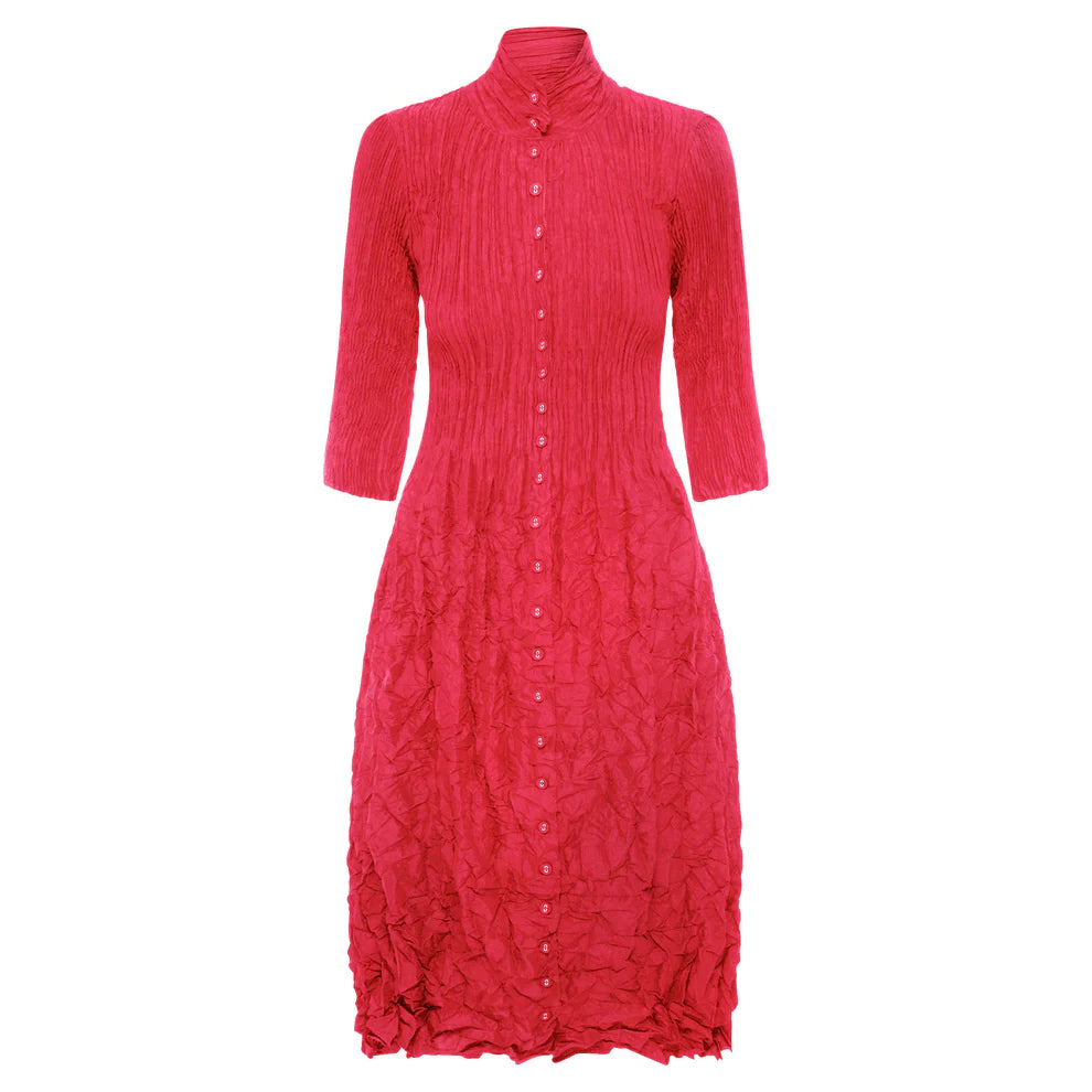 Alquema Nehru Rasberry Coat Dress Knit Woven Fleece