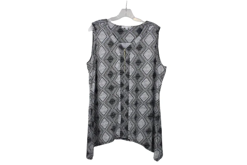 Notations Black Pattern Tank Top | L cutout tank top