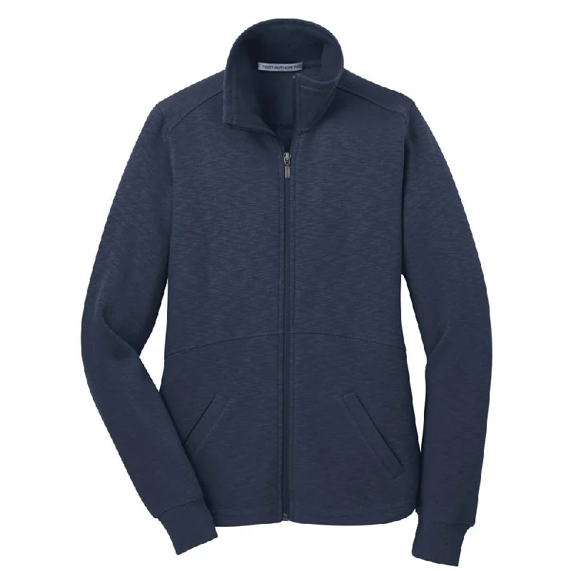Port Authority Women's Navy Full Zip Slub Fleece Jacket Quilted Jacket Puffer Jacket Insulated Jacket Port Authority Women's Navy Full Zip Slub Fleece Jacket Quilted Jacket Puffer Jacket Insulated Jacket