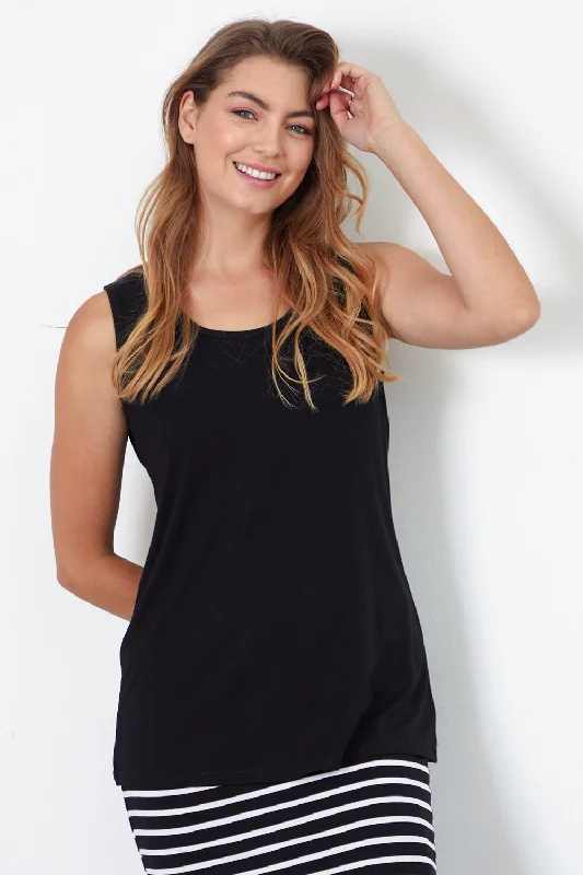 Bamboo Tank Top - Black glitter tank top