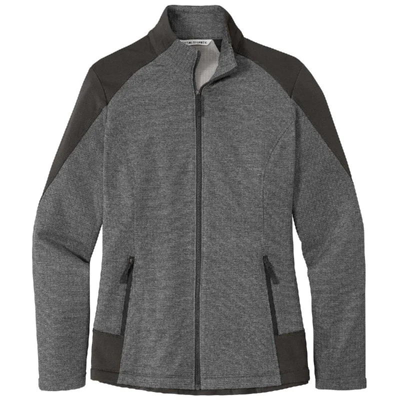 Port Authority Women's Grey Smoke Heather/Grey Smoke Grid Fleece Jacket Notch Collar Jacket Peter Pan Collar Jacket Cowl Neck Jacket Port Authority Women's Grey Smoke Heather/Grey Smoke Grid Fleece Jacket Notch Collar Jacket Peter Pan Collar Jacket Cowl Neck Jacket