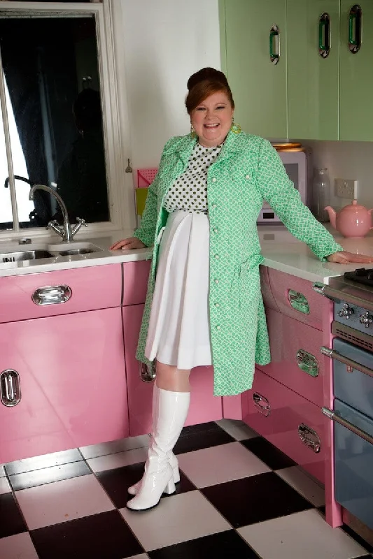 1960s Marty Gutmacher Textured Mod Scooter Girl Duster Coat Dress Pleated Ruffled tiered