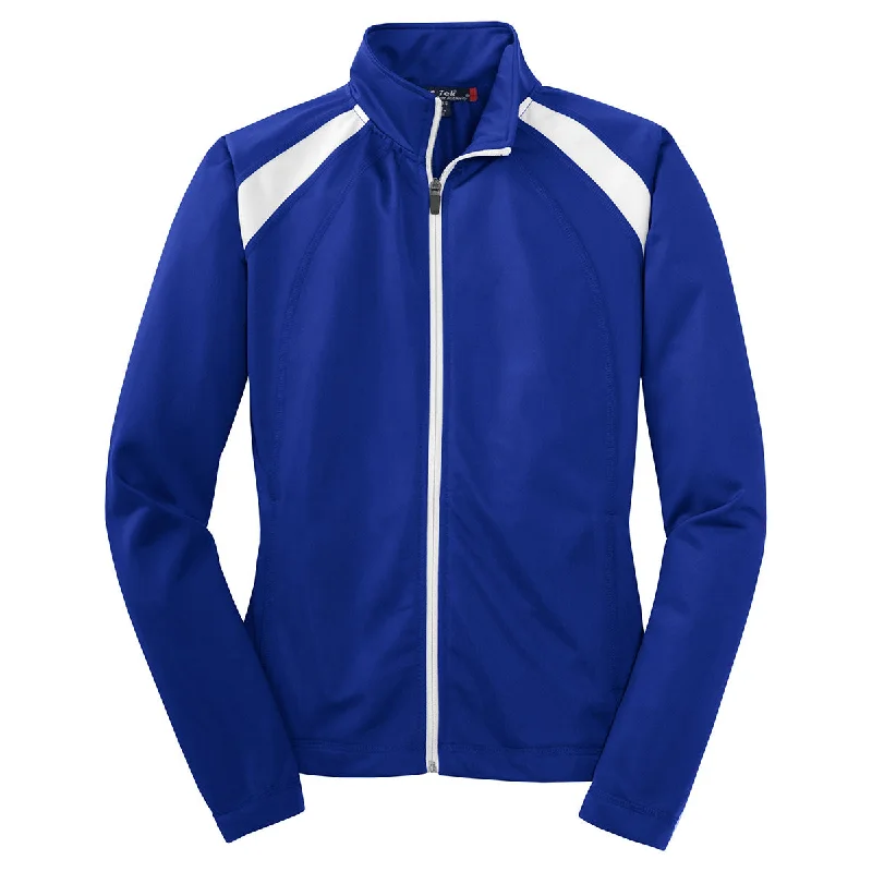 Sport-Tek Women's True Royal/White Tricot Track Jacket Wool Jacket Cashmere Jacket Tweed Jacket Sport-Tek Women's True Royal/White Tricot Track Jacket Wool Jacket Cashmere Jacket Tweed Jacket