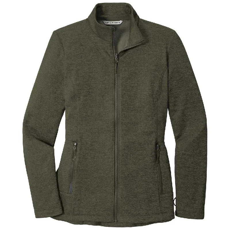 Port Authority Women's Deep Olive Heather Collective Striated Fleece Jacket Tailored Jacket Straight Jacket A-Line Jacket Port Authority Women's Deep Olive Heather Collective Striated Fleece Jacket Tailored Jacket Straight Jacket A-Line Jacket