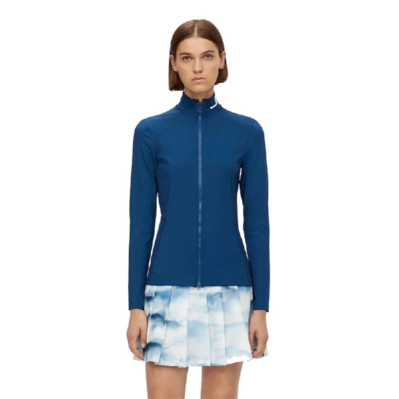 J. Lindeberg Therese Mid Layer Womens Full Zip Golf Jacket Rayon Fabric Velvet Fabric Corduroy Fabric J. Lindeberg Therese Mid Layer Womens Full Zip Golf Jacket Rayon Fabric Velvet Fabric Corduroy Fabric