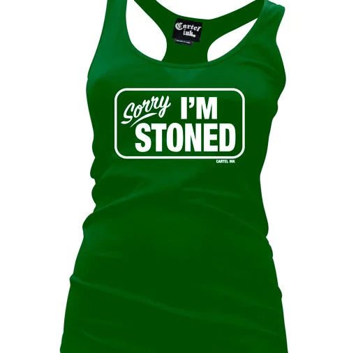 Sorry I'm Stoned Women's Racer Back Tank Top fitted tank top
