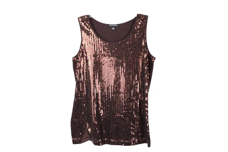 Notations Brown Sequined Tank | M one shoulder tank