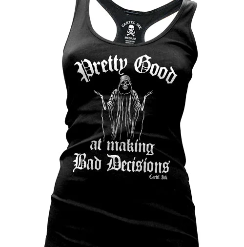 Pretty Good at making Bad Decisions Women's Racer Back Tank Top activewear tank top
