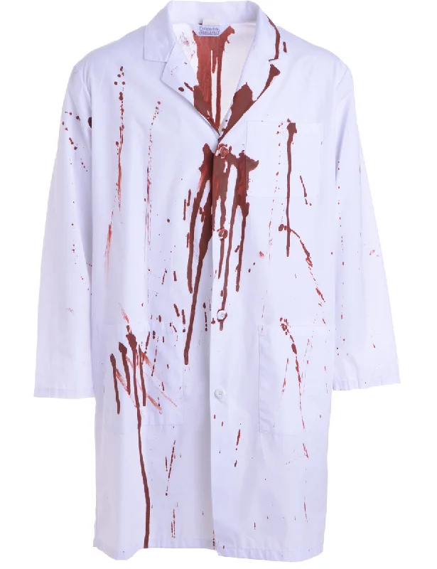 Reclaimed Bloody Halloween Doctors Coat Denim Leather Suede