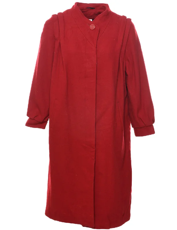 Red Wool Coat - L Cotton Linen Terry