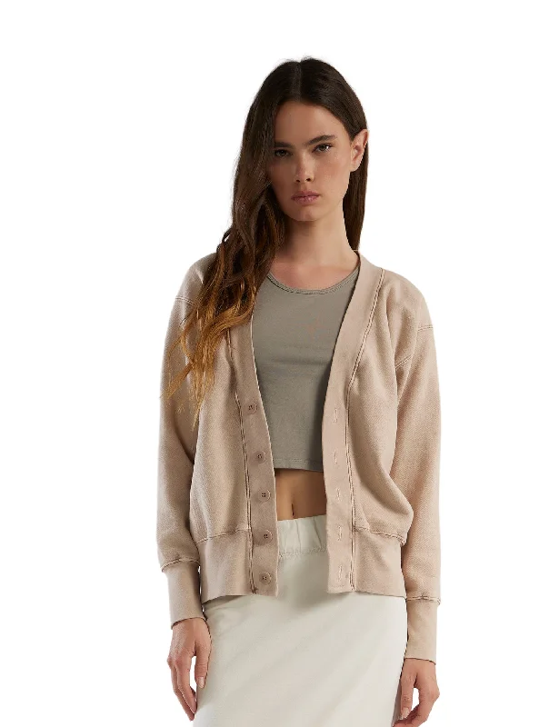 Carly Boyfriend Cardigan Solid Print Embellished