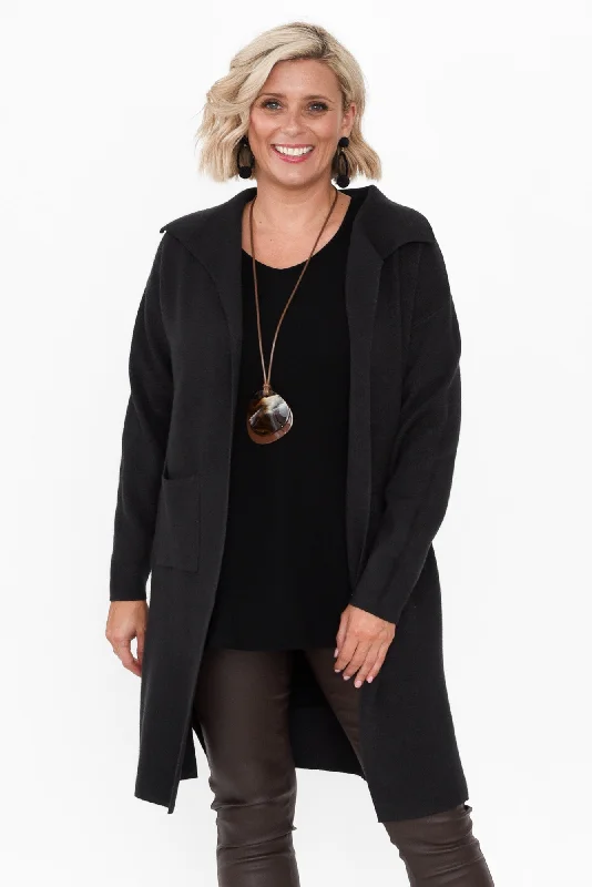 Michele Black Cotton Blend Longline Cardigan Jersey Fabric Tulle Fabric Batik Fabric Michele Black Cotton Blend Longline Cardigan Jersey Fabric Tulle Fabric Batik Fabric