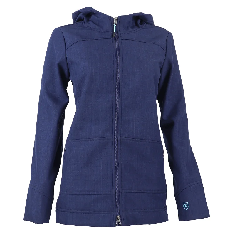 Zusa Women's Navy Cross-Hatch Wanderlust Traveler Jacket Cardigan Sweater Pullover