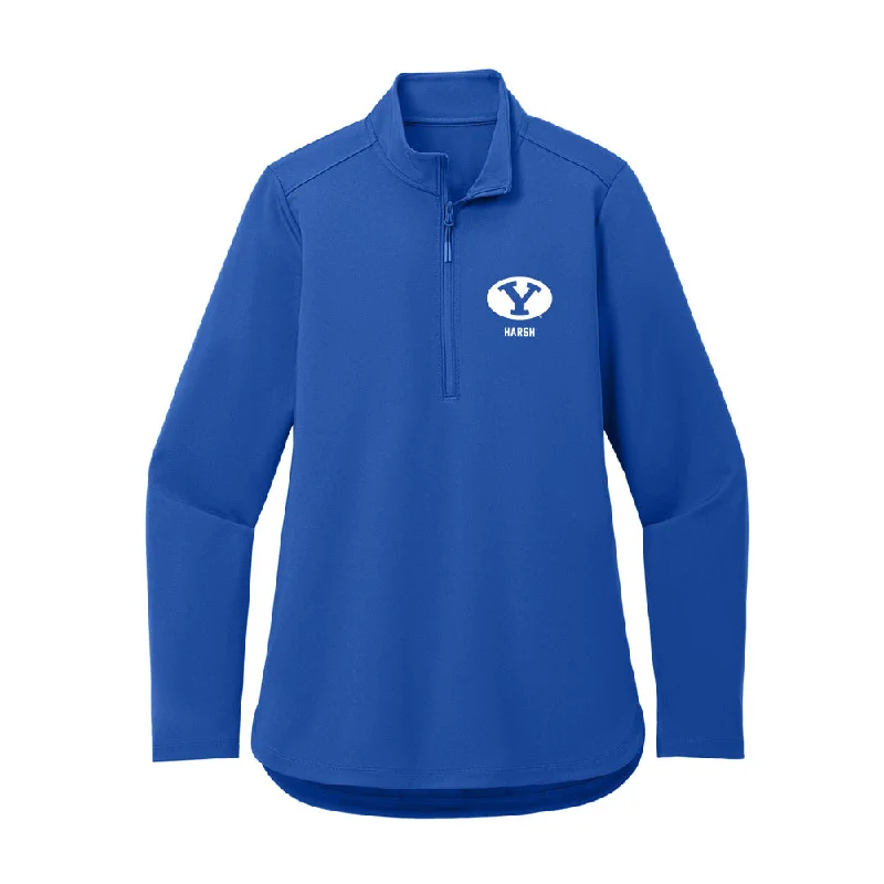 BYU - NCAA Women's Gymnastics : Jadyn Harsh - Women's Premium Quarter Zip Jacket Knit Fabric Woven Fabric Fleece Fabric BYU - NCAA Women's Gymnastics : Jadyn Harsh - Women's Premium Quarter Zip Jacket Knit Fabric Woven Fabric Fleece Fabric