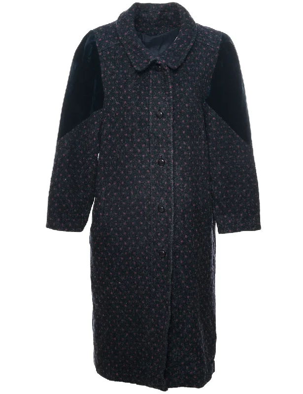 Single Breasted Wool Coat - L Cuffed Rolled Raglan