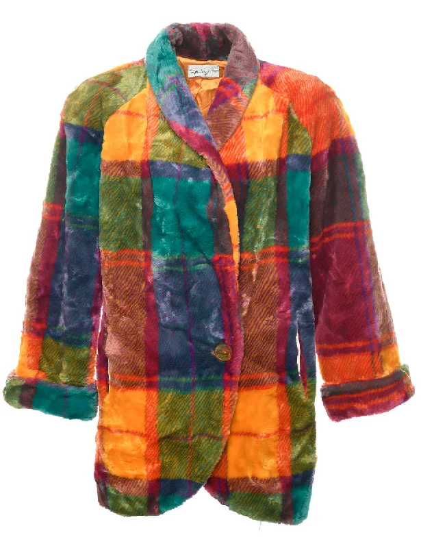 Multi-colour Faux Fur Coat - L Cardigan Sweater Pullover