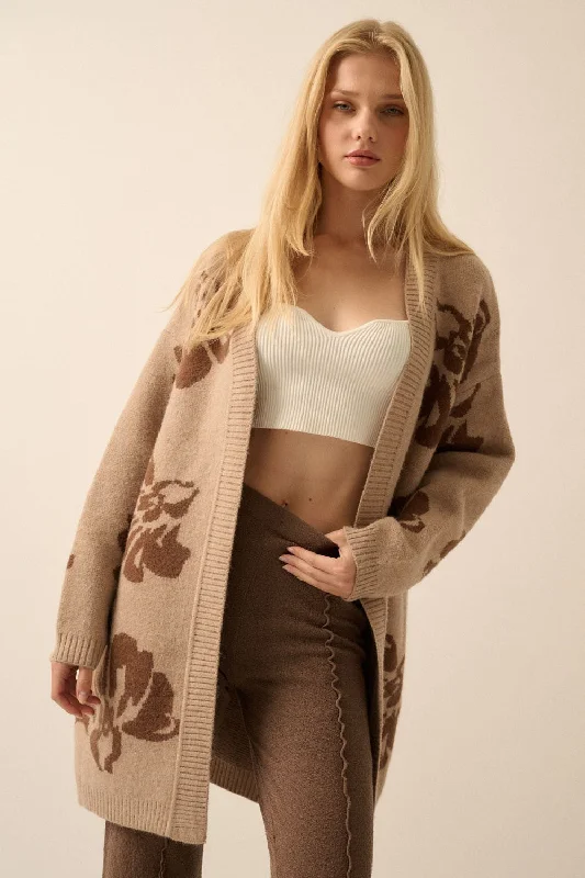 The Kyla Floral Cardigan Sweater Ribbed Striped Patterned
