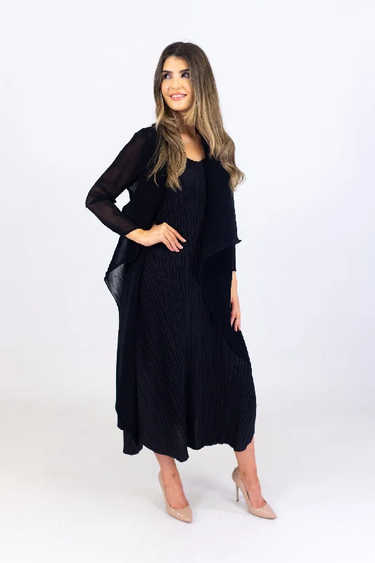 Alquema Black Estrella Dress & Collare Coat Bodycon Sheath Shift